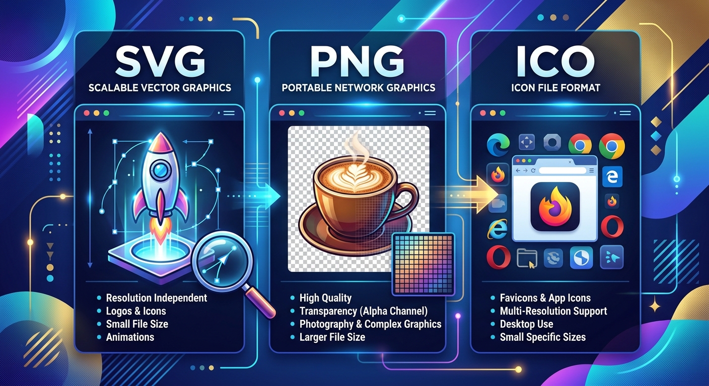 The Difference Between SVG, PNG, and ICO and When to Use Each